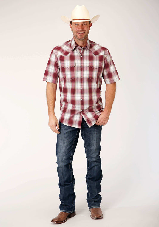 Roper Mens Short Sleeve Snap Red Ombre Western Shirt - Tall Fit - Roper - Flyclothing LLC
