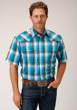 Roper Mens Short Sleeve Snap Deep Pool Ombre Western Shirt - Tall Fit - Roper