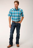 Roper Mens Short Sleeve Snap Deep Pool Ombre Western Shirt - Tall Fit - Roper