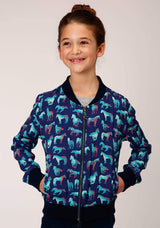 Roper Girls Zip Print Rayon Bomber Style Jacket Front Jacket - Roper - Flyclothing LLC