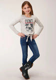 Roper Girls Long Sleeve Knit Poly Rayon Jersey Long Sleeve Scoop Neck T T-Shirt - Roper