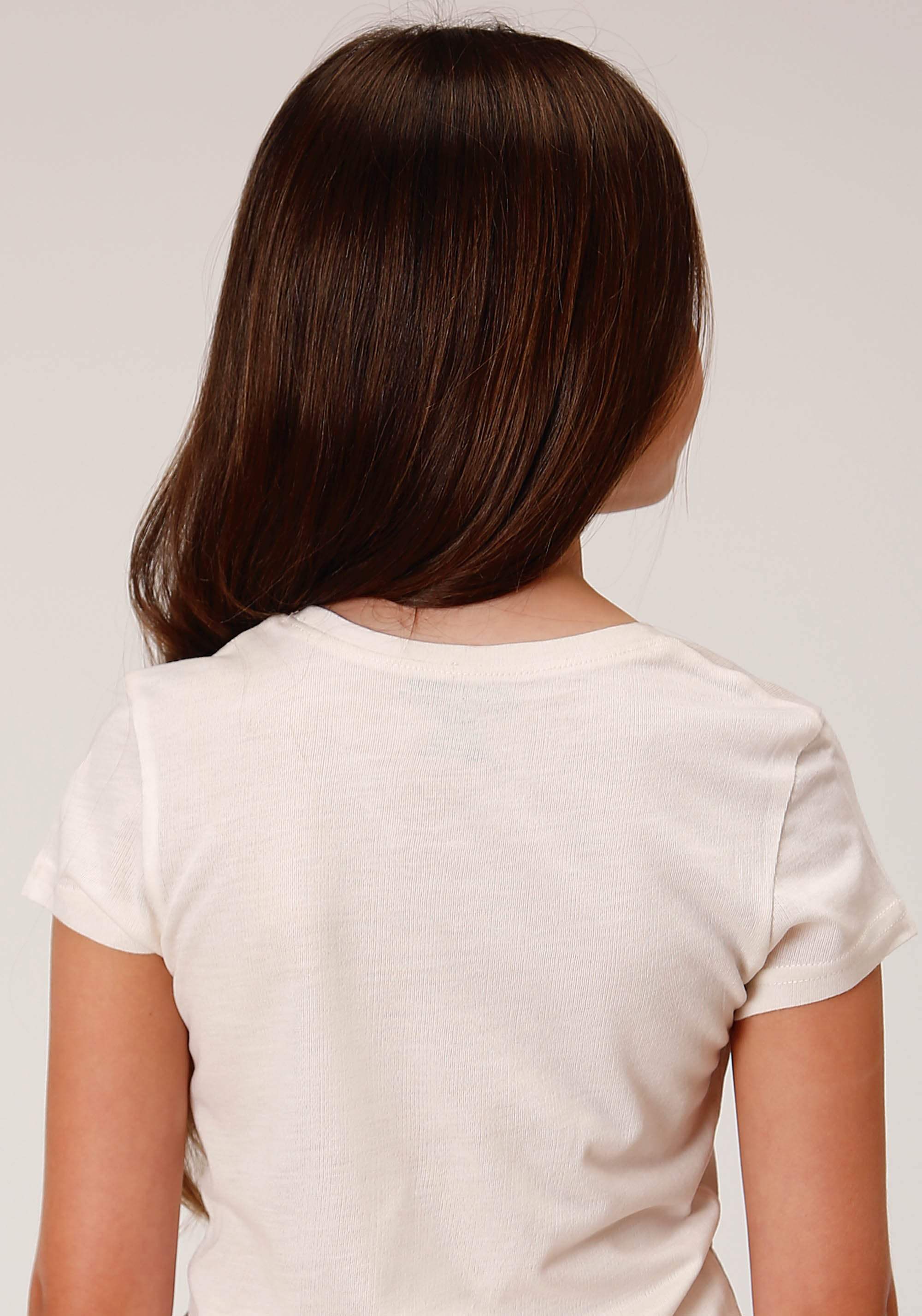 Roper Girls Short Sleeve Knit Poly Rayon Cream Short Sleeve T T-Shirt - Roper - Flyclothing LLC