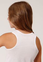 Roper Girls Sleeveless Knit White Poly Rayon Racerback Tankt T-Shirt
