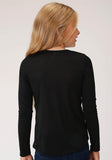 Roper Girls Black With Teepee And Cactus Print Long Sleeve Knit T-Shirt - Roper