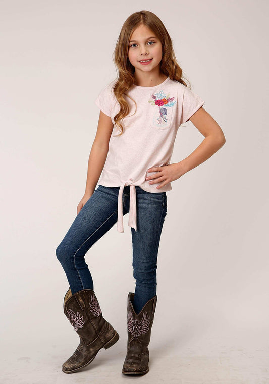 Roper Girls Cotton Milange Short Sleeve Knit T-Shirt - Roper - Flyclothing LLC