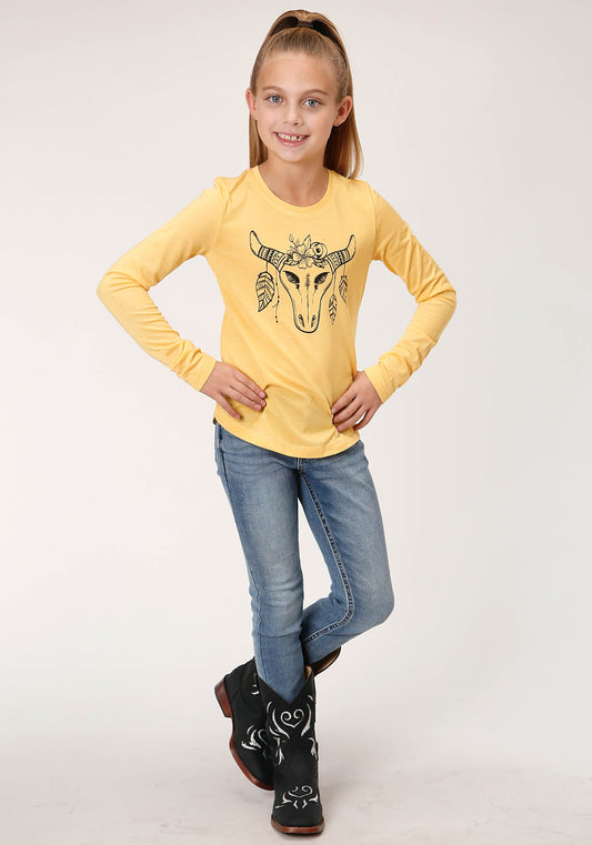 Roper Girls Long Sleeve Knit Poly Rayon Long Sleeve Scoop Neck T T-Shirt