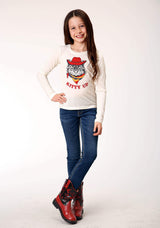 Roper Girls Long Sleeve Knit Poly Rayon Cream Jersey Long Sleeve T T-Shirt - Roper - Flyclothing LLC