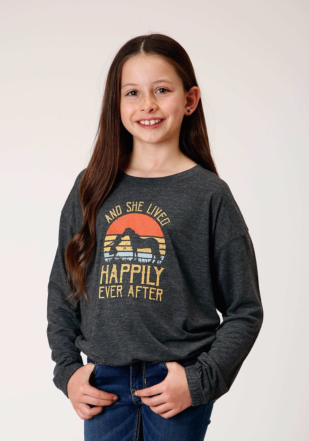 Roper Girls Long Sleeve Knit Poly Rayon Jersey T T-Shirt - Roper - Flyclothing LLC