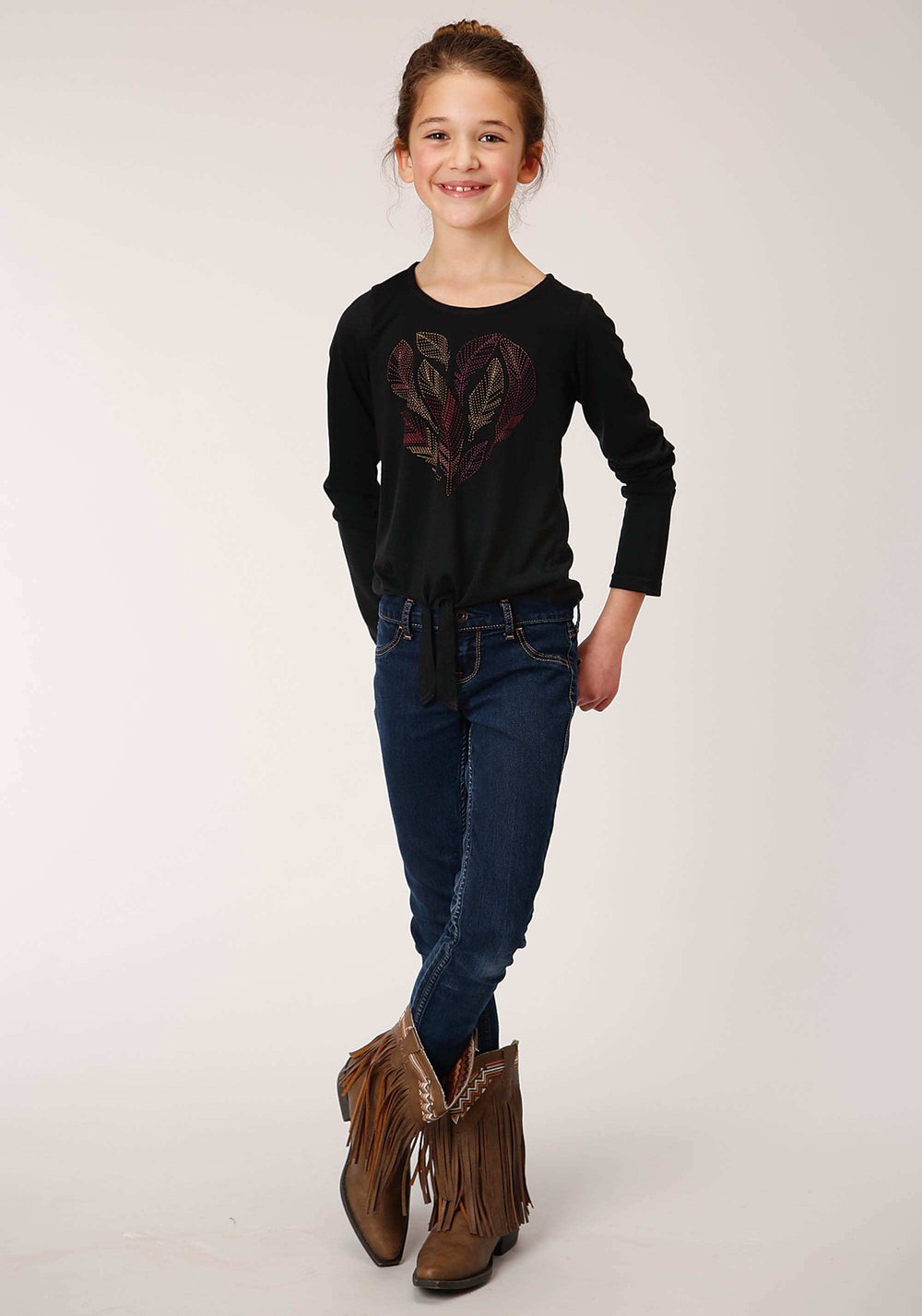 Roper Girls Long Sleeve Knit Poly Rayon Jersey Long Sleeve T T-Shirt - Roper - Flyclothing LLC
