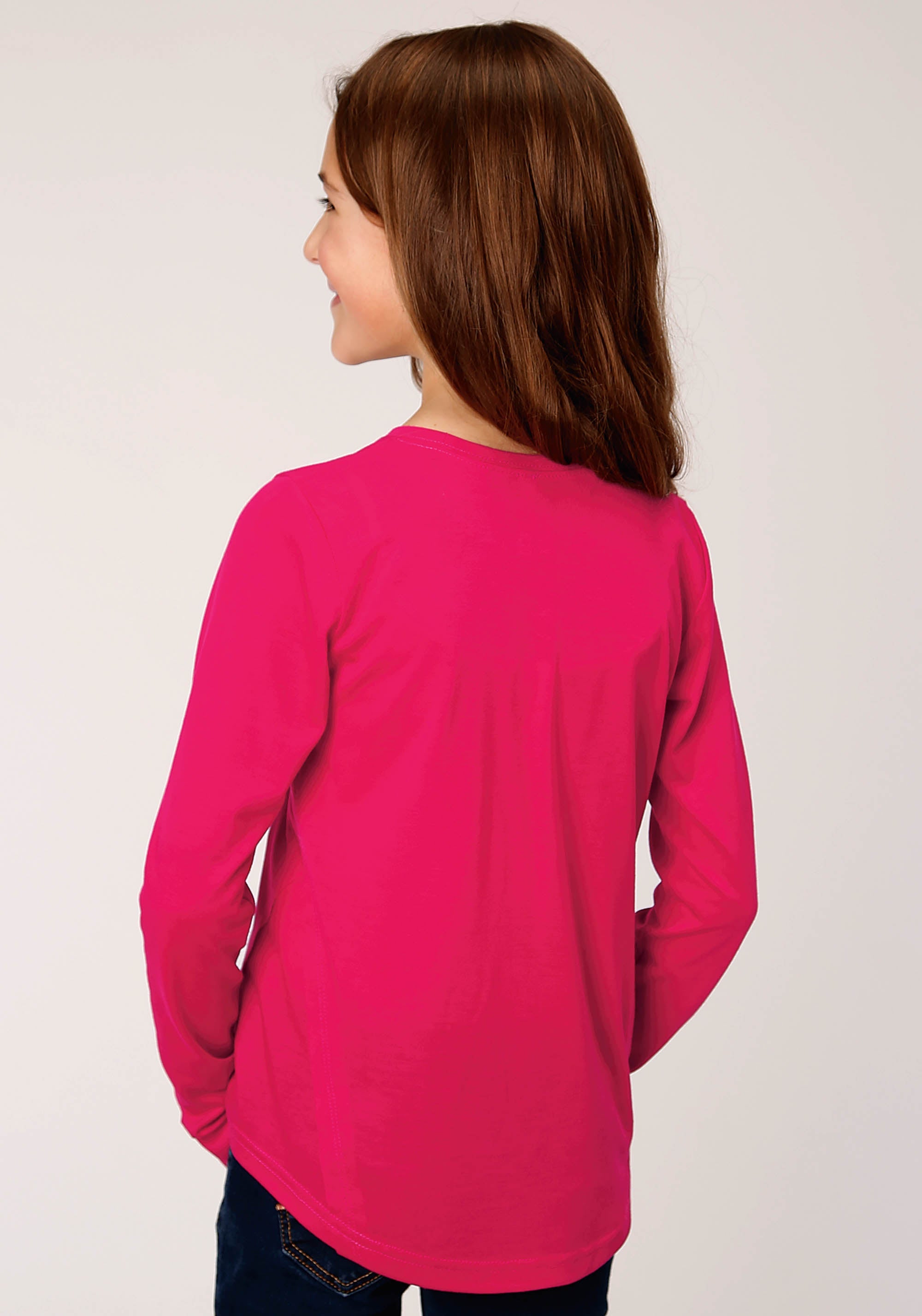Roper Girls Long Sleeve Knit Poly Rayon Jersey Long Sleeve T T-Shirt