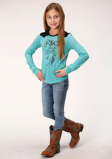 Roper Girls Long Sleeve Knit Poly Rayon Long Sleeve Scoop Neck T T-Shirt - Roper - Flyclothing LLC
