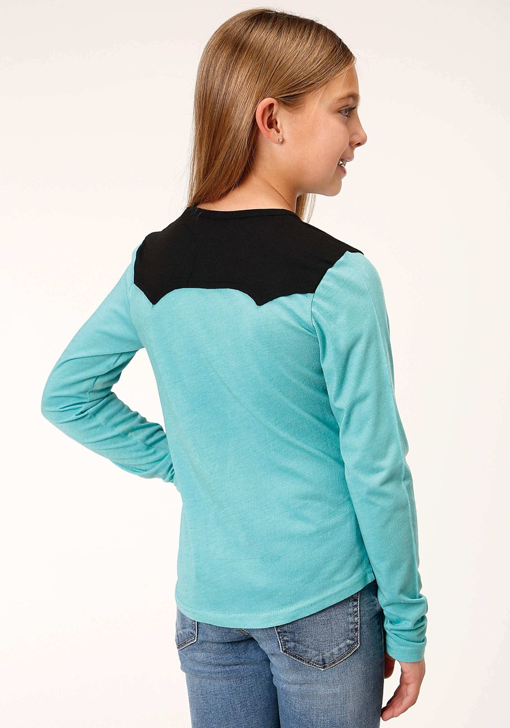 Roper Girls Long Sleeve Knit Poly Rayon Long Sleeve Scoop Neck T T-Shirt - Roper - Flyclothing LLC
