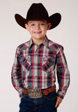 Roper Boys Long Sleeve Snap Honor Plaid Western Shirt - Roper