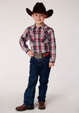 Roper Boys Long Sleeve Snap Honor Plaid Western Shirt - Roper