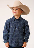 Roper Boys Long Sleeve Snap Vintage Paisley Print Western Shirt - Roper