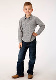 Roper Boys Long Sleeve Snap Checked Diamonds Print Western Shirt - Roper