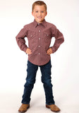 Roper Boys Long Sleeve Snap Red Shadow Geo Western Shirt - Roper