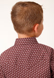 Roper Boys Long Sleeve Snap Red Shadow Geo Western Shirt - Roper
