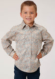 Roper Boys Long Sleeve Snap Dot Paisley Print Western Shirt - Roper