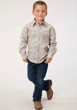 Roper Boys Long Sleeve Snap Dot Paisley Print Western Shirt - Roper