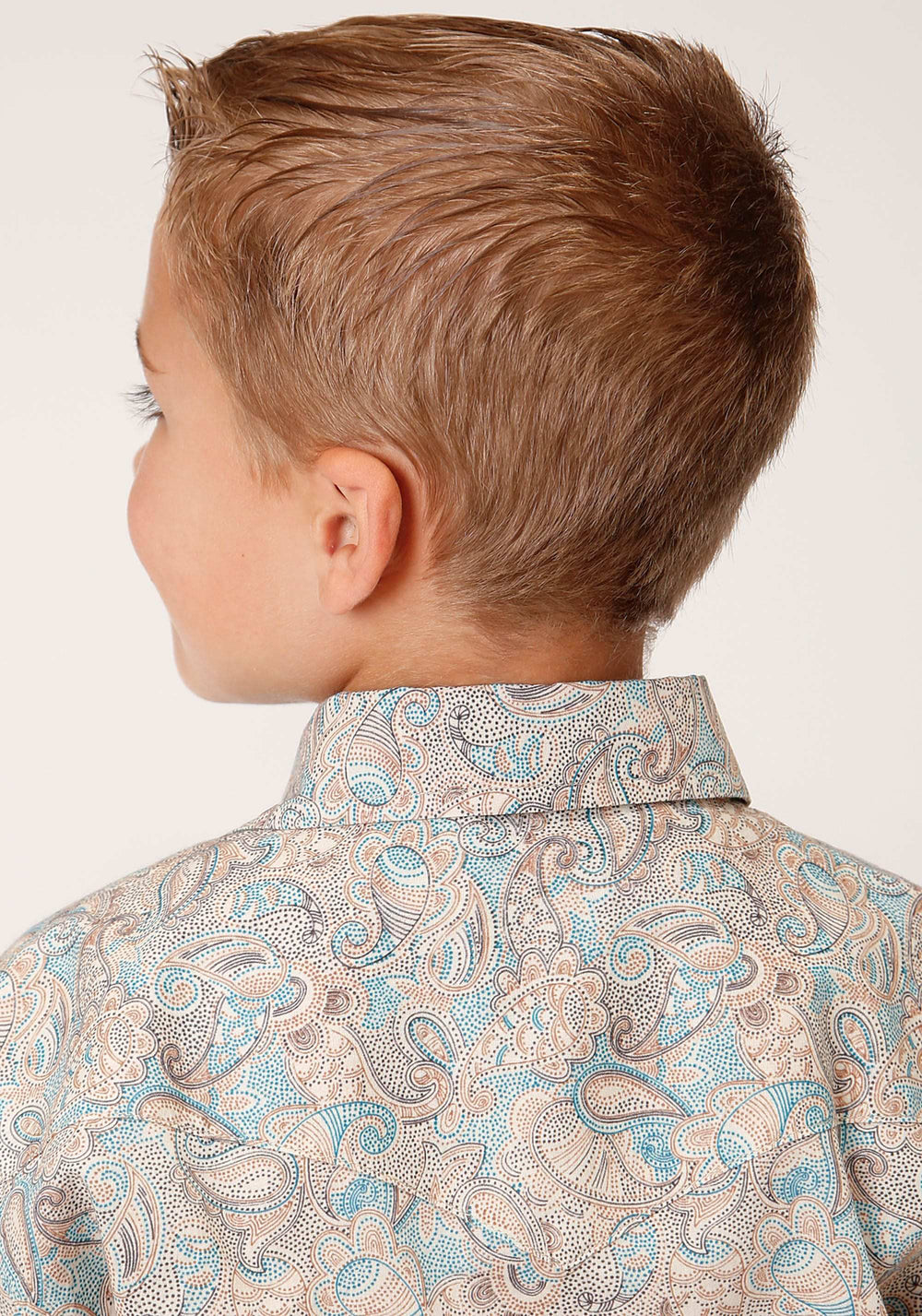 Roper Boys Long Sleeve Snap Dot Paisley Print Western Shirt - Roper - Flyclothing LLC