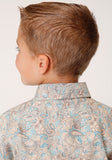 Roper Boys Long Sleeve Snap Dot Paisley Print Western Shirt - Roper