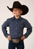 Roper Boys Long Sleeve Snap Midnight Geo Western Shirt - Roper