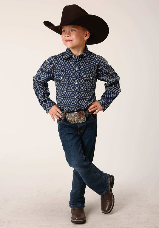 Roper Boys Long Sleeve Snap Midnight Geo Western Shirt - Roper - Flyclothing LLC