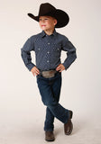 Roper Boys Long Sleeve Snap Midnight Geo Western Shirt - Roper