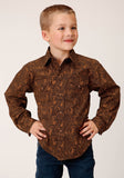 Roper Boys Long Sleeve Snap Vintage Paisley Western Shirt - Roper