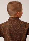 Roper Boys Long Sleeve Snap Vintage Paisley Western Shirt - Roper