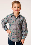 Roper Boys Long Sleeve Snap Geometric Aztec Western Shirt - Roper
