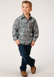 Roper Boys Long Sleeve Snap Geometric Aztec Western Shirt - Roper
