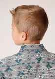 Roper Boys Long Sleeve Snap Geometric Aztec Western Shirt - Roper