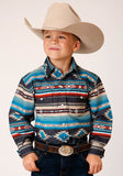 Roper Boys Long Sleeve Snap Aztec Blanket Print Western Shirt - Roper