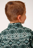 Roper Boys Long Sleeve Snap Slate Aztec Print Western Shirt - Roper