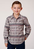 Roper Boys Long Sleeve Snap Blanket Aztec Print Western Shirt - Roper