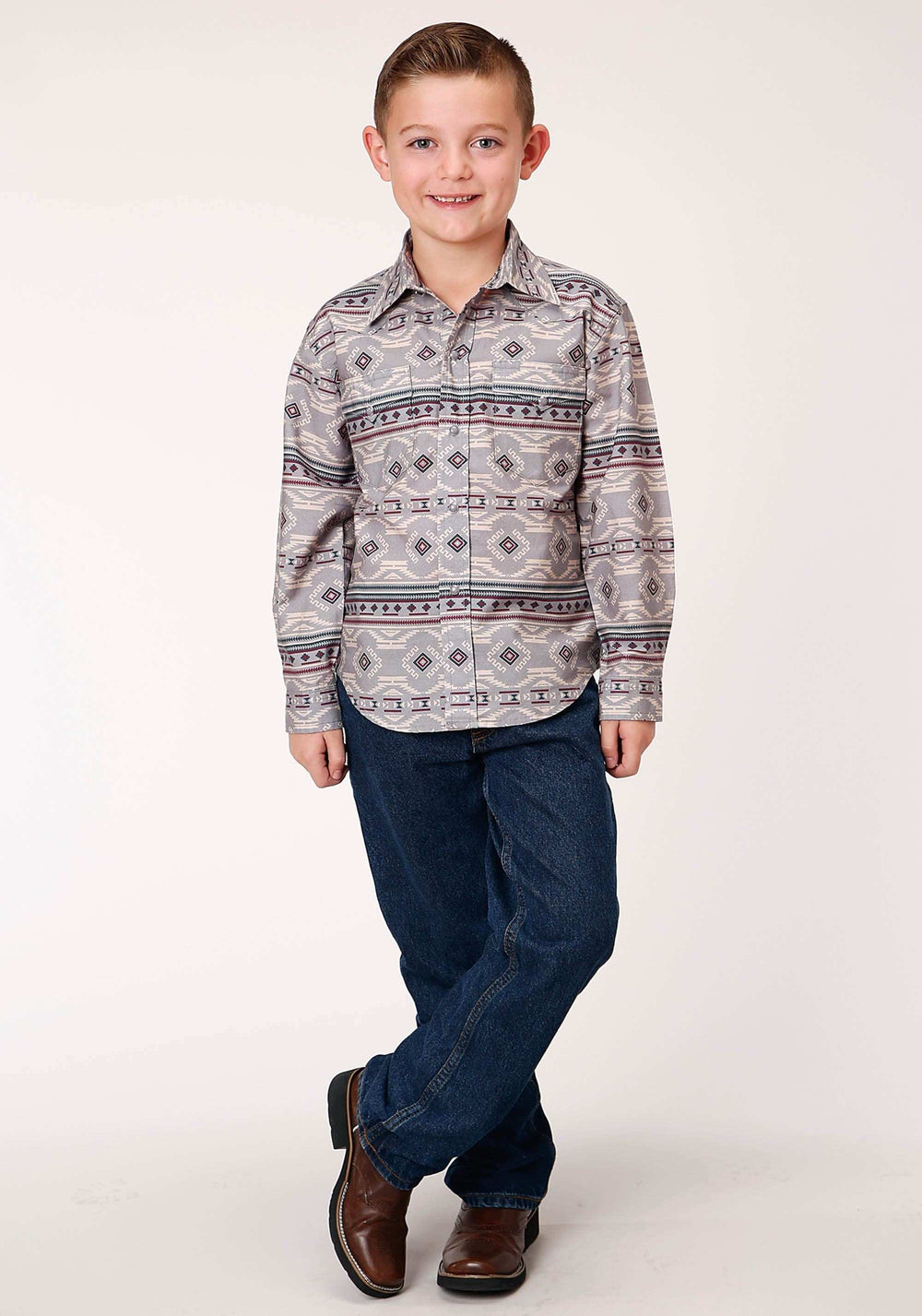 Roper Boys Long Sleeve Snap Blanket Aztec Print Western Shirt - Roper - Flyclothing LLC