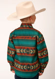Roper Boys Long Sleeve Snap Ombre Aztec Horizontal Stripe Western Shirt - Roper