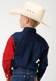 Roper Boys Red White And Blue Pieced Texas Flag Long Sleeve Western Snap Shirt - Roper