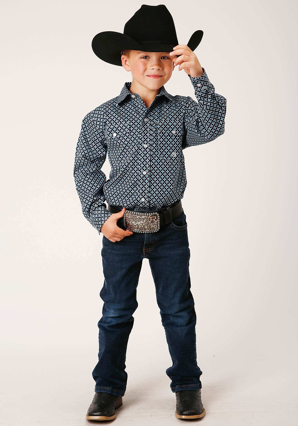 Roper Boys Long Sleeve Snap Four Leaf Foulard Western Shirt - Roper - Flyclothing LLC