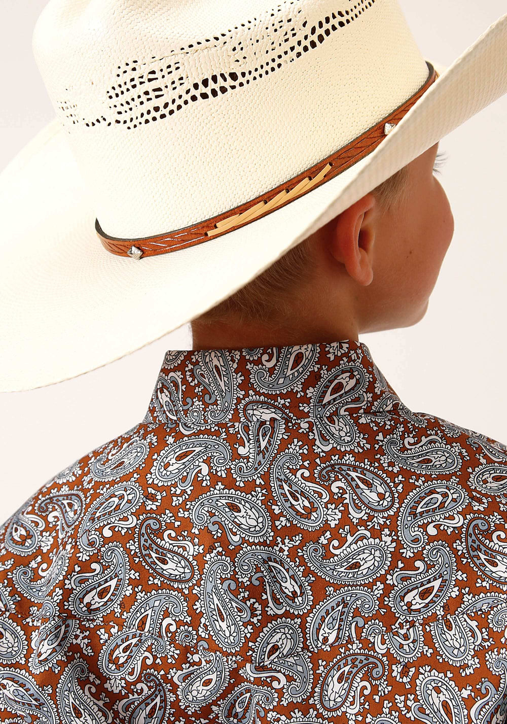 Roper Boys Long Sleeve Snap Copper Spring Paisley Western Shirt - Roper - Flyclothing LLC