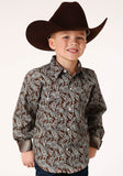 Roper Boys Long Sleeve Snap Pine Paisley Western Shirt - Roper