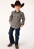 Roper Boys Long Sleeve Snap Pine Paisley Western Shirt - Roper