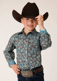 Roper Boys Long Sleeve Snap Turquoise Mine Paisley Western Shirt - Roper - Flyclothing LLC