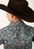 Roper Boys Long Sleeve Snap Turquoise Mine Paisley Western Shirt - Roper - Flyclothing LLC