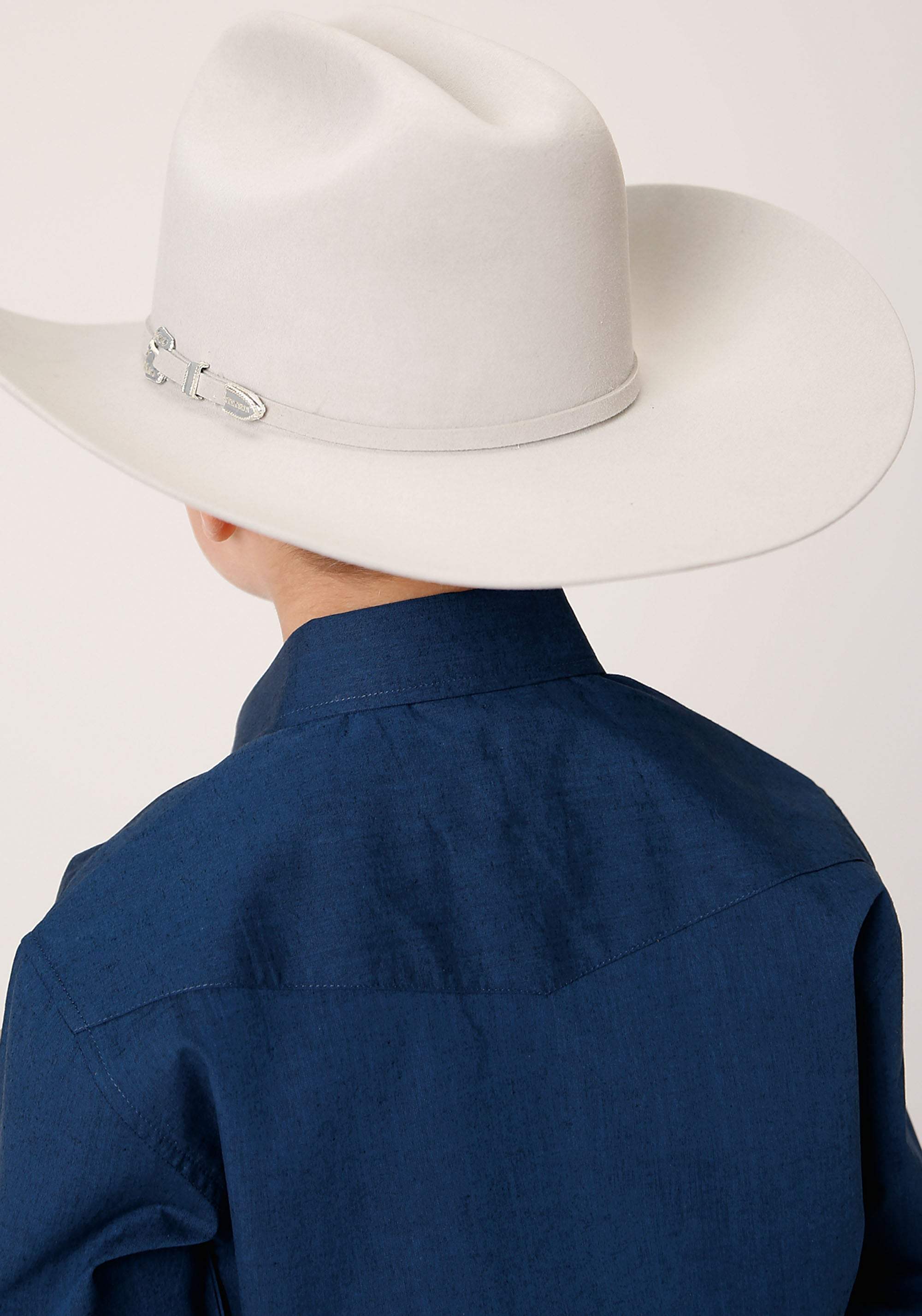 Roper Boys Long Sleeve Snap Black Fill Solid Blue Western Shirt - Roper - Flyclothing LLC
