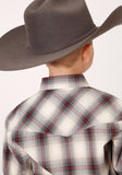 Roper Boys Long Sleeve Snap Smoke House Ombre Plaid Western Shirt - Roper