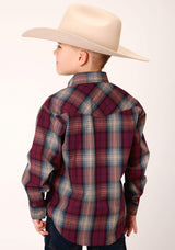 Roper Boys Long Sleeve Snap Wine Plaid Western Shirt - Roper - Flyclothing LLC