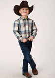 Roper Boys Long Sleeve Snap Cocao Plaid Western Shirt - Roper
